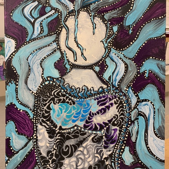 Night Goddess- 18 by 24 original painting acrylic on canvas - Picture 3 of 5